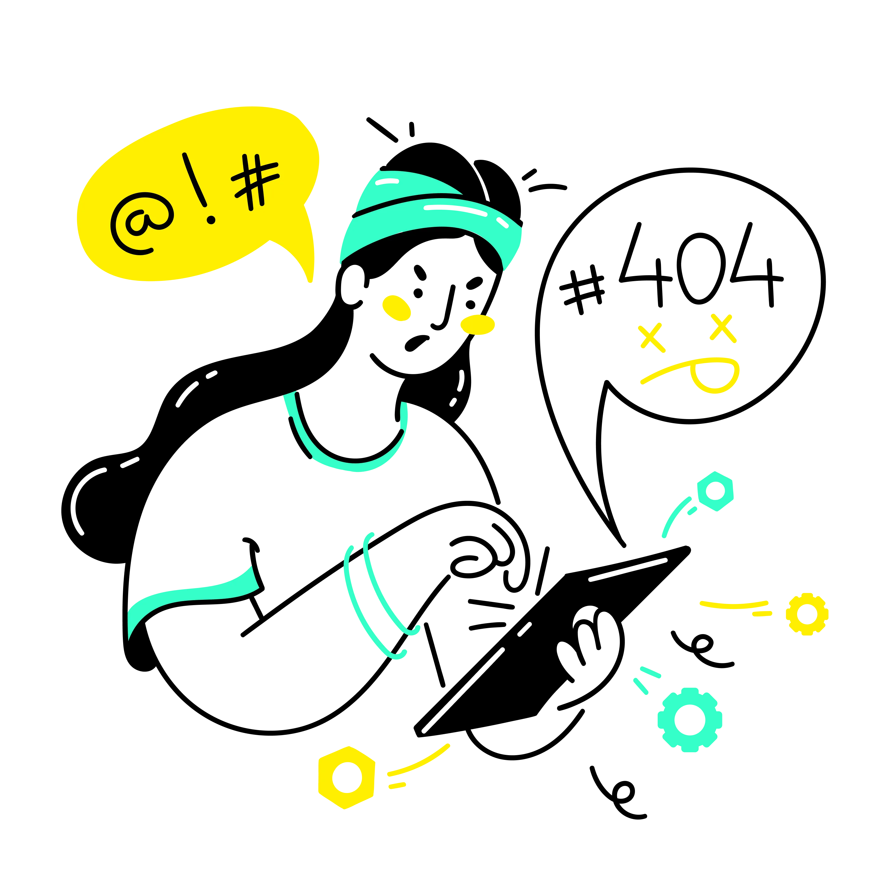 Dibujo para la página 404, simula que no encuentra la página buscada.